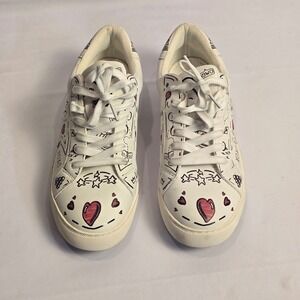 Hey Girl by Corkys Supernova 9 White Doodle Graphic Sneakers Womens 9 Star Heart